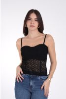 Blusa Corset Feminina Rendada Alcinhas Revanche-BL.FEM.00251 PRETO