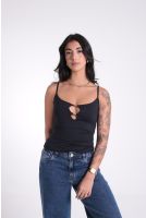 Blusa Feminina Decote Cavado com Acessório e Alcinha Revanche-BL.FEM.00253 PRETO