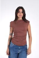 Blusa Feminina Regata Suplex com Franzido Revanche-BL.FEM.00254 MARROM