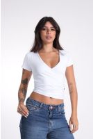 Blusa Feminina Transpassada com Franzido Decote V Revanche-BL.FEM.00255 BRANCO