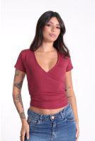 Blusa Feminina Transpassada com Franzido Decote V Revanche-BL.FEM.00255 MARSALA