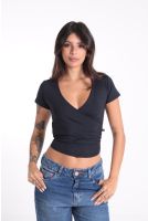 Blusa Feminina Transpassada com Franzido Decote V Revanche-BL.FEM.00255 PRETO