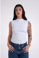 Blusa Feminina Regata Franzida Decote Redondo Revanche-BL.FEM.00257 BRANCO