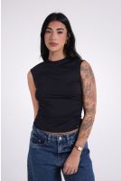 Blusa Feminina Regata Franzida Decote Redondo Revanche-BL.FEM.00257 PRETO
