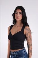 Blusa Feminina Cavada Com Decote Transpassado Revanche-BL.FEM.00259 PRETO