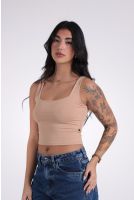 Blusa Feminina Regata Cavada Cropped Revanche Lima BEGE