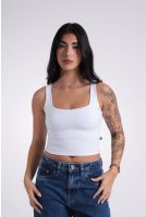 Blusa Feminina Regata Cavada Cropped Revanche Lima BRANCO