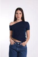 Blusa Feminina Decote Assimétrico Revanche-BL.FEM.00276 AZUL MARINHO