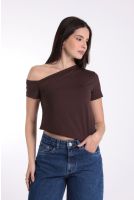 Blusa Feminina Decote Assimétrico Revanche-BL.FEM.00276 MARROM ULTRA