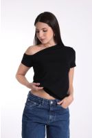 Blusa Feminina Decote Assimétrico Revanche-BL.FEM.00276 PRETO