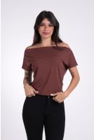 Blusa Feminina Ampla Ombro a Ombro Revanche-BL.FEM.00280 MARROM ESCURO