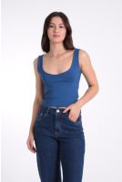 Blusa Regata Feminina Decote V Suplex Revanche-BL.FEM.00287 AZUL JEANS