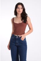 Blusa Regata Feminina Decote V Suplex Revanche-BL.FEM.00287 MARROM