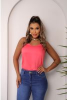Blusa Alça Trançada Com Amarração Feminina Revanche Dalías Coral