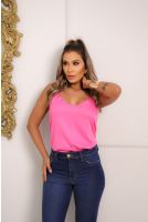Blusa Alça Trançada Com Amarração Feminina Revanche Dalías ROSA