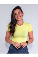 Blusa Baby Look Basica Manga Curta Feminina Revanche Sylfaenol AMARELO CLARO