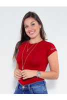 Blusa Baby Look Basica Manga Curta Feminina Revanche Sylfaenol VINHO