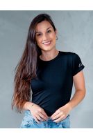 Blusa Baby Look Basica Manga Curta Feminina Revanche Sylfaena PRETO
