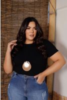 Blusa Cropped Canelado Curvy Feminina Revanche Edelira PRETO