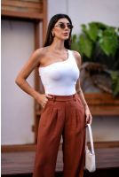 Blusa Cropped Assimétrica Ombro Só Feminina Revanche Simolândia BRANCO