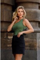 Blusa Cropped Assimétrica Ombro Só Feminina Revanche Simolândia VERDE