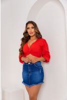 Blusa Cropped Manga Longa Feminina Corneja VERMELHO