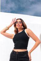 Blusa Cropped Regata Duo Feminina Revanche Yateras PRETO