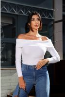 Blusa De Tricot Ombro A Ombro Manga Longa Feminina Revanche Olinda OFF WHITE