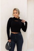 Blusa Tricot Cropped Feminina Revanche Laguna  PRETO