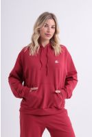 Blusa Canguru Bordado Com Capuz Feminino Revanche Suriname VERMELHO CEREJA
