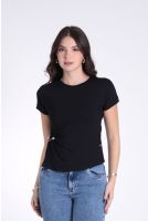 Blusa Com Fenda e Acessorio Feminino Revanche Sardenha PRETO