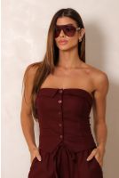 Blusa Cropped Tomara Que Caia Feminina Revanche Malateca VINHO