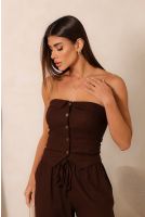 Blusa Cropped Tomara Que Caia Feminina Revanche Malateca MARROM
