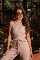 Blusa De Tricot Gola Alta Feminina Revanche Pleven BEGE ESCURO