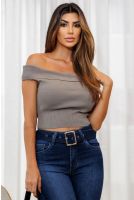 Blusa De Tricot Ombro A Ombro Feminina Revanche Alfarnate CINZA