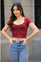 Blusa Decote Coração Feminino Revanche Hierapitna VINHO