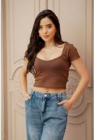Blusa Decote Coração Feminino Revanche Hierapitna MARROM