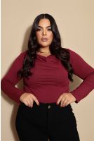 Blusa Decote Franzido Com Pregas Curvy Feminina Revanche Pistória VINHO