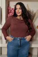 Blusa Decote Franzido Com Pregas Curvy Feminina Revanche Pistória VINHO