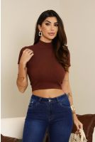 Blusa Gola Alta Feminina Revanche Juliobona MARROM ESCURO