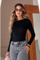 Blusa Manga Longa Drapiada Feminina Revanche Belalos PRETO