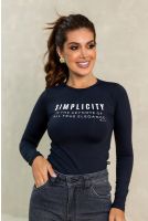 Blusa Manga Longa Estampada Feminina Revanche Celeia PRETO