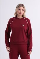 Blusa Moletinho Manga Reglan Bordada Feminino Revanche Gibraltar VINHO BORGONHA