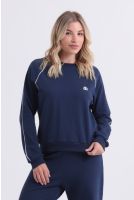 Blusa Moletinho Manga Reglan Bordada Feminino Revanche Gibraltar AZUL MARINHO