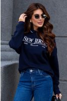 Blusa Moletom Bordado Com Gola Feminina Revanche Ottavia AZUL MARINHO ULTRA