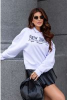 Blusa Moletom Bordado Com Gola Feminina Revanche Ottavia BRANCO