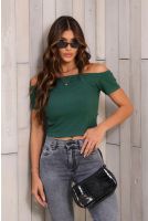 Blusa Ombro A Ombro Com Recorte Frente Feminino Revanche Iêmen VERDE STORM