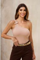 Blusa Ombro Só Com Laço Feminino Revanche Selêucia CÁQUI
