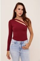 Blusa Ombro Só Decote Com Abertura Feminino Revanche Letônia VINHO