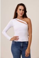 Blusa Ombro Só Decote Com Abertura Feminino Revanche Letônia BRANCO